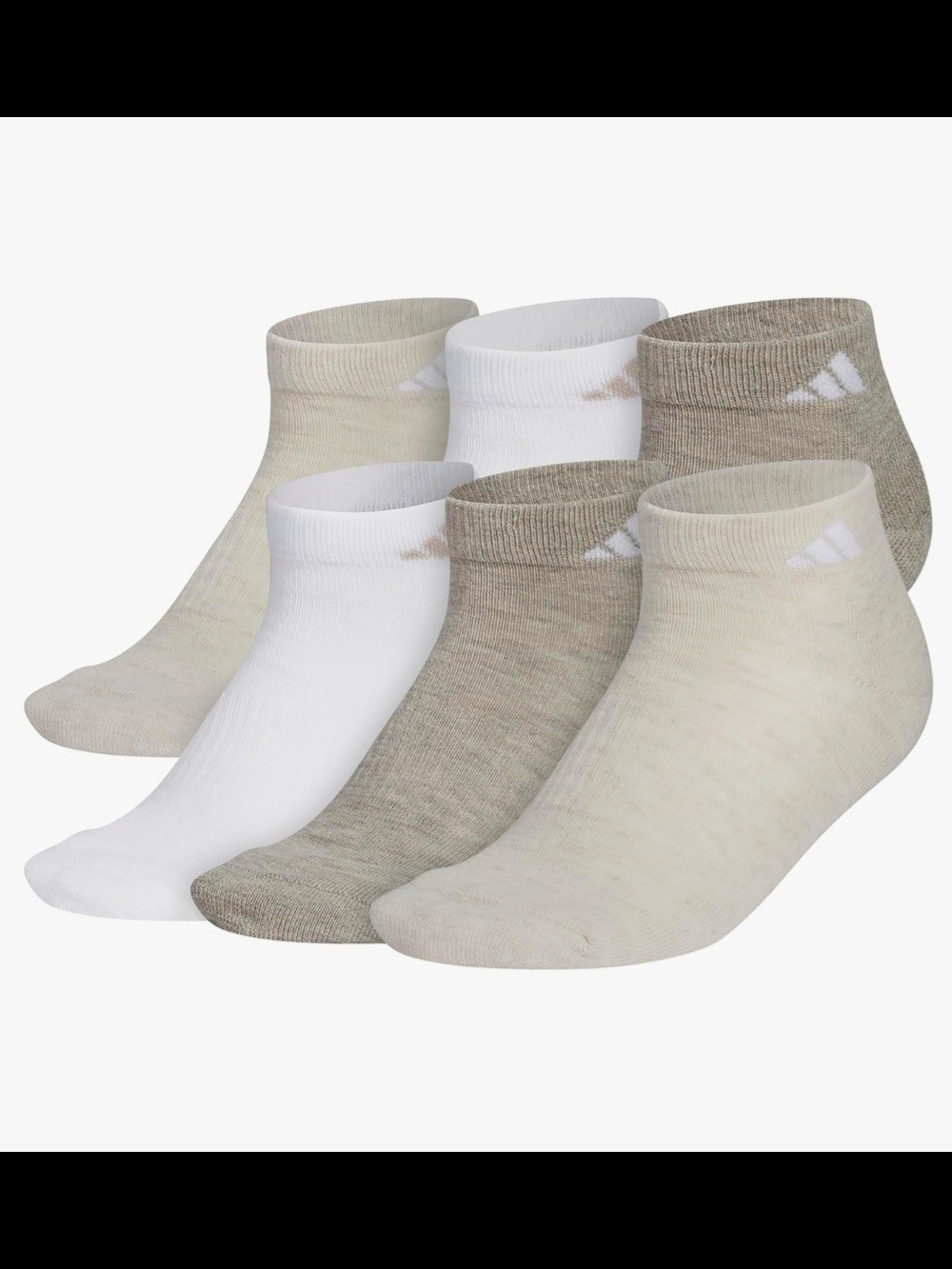 adidas Athletic Cushioned 6-Pack Low-Cut Athletic Socks Womens Size 5-10